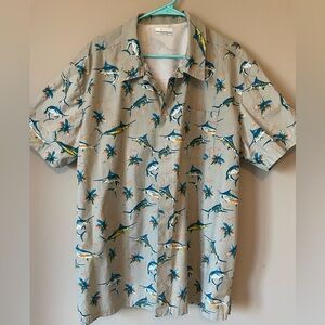 XL Columbia Performance Fishing Gear Shirt with swordfish pattern